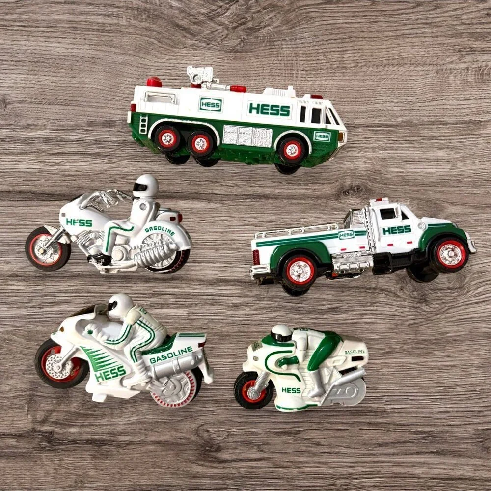 HESS Mini Vehicle Fleet Lot 1998 2004 2007 Motorcycle Fire Fuel Truck